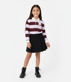 Casaco Infantil Listrado com Estampa Minnie e Gola Polo – Tam 1 a 7/8 Anos