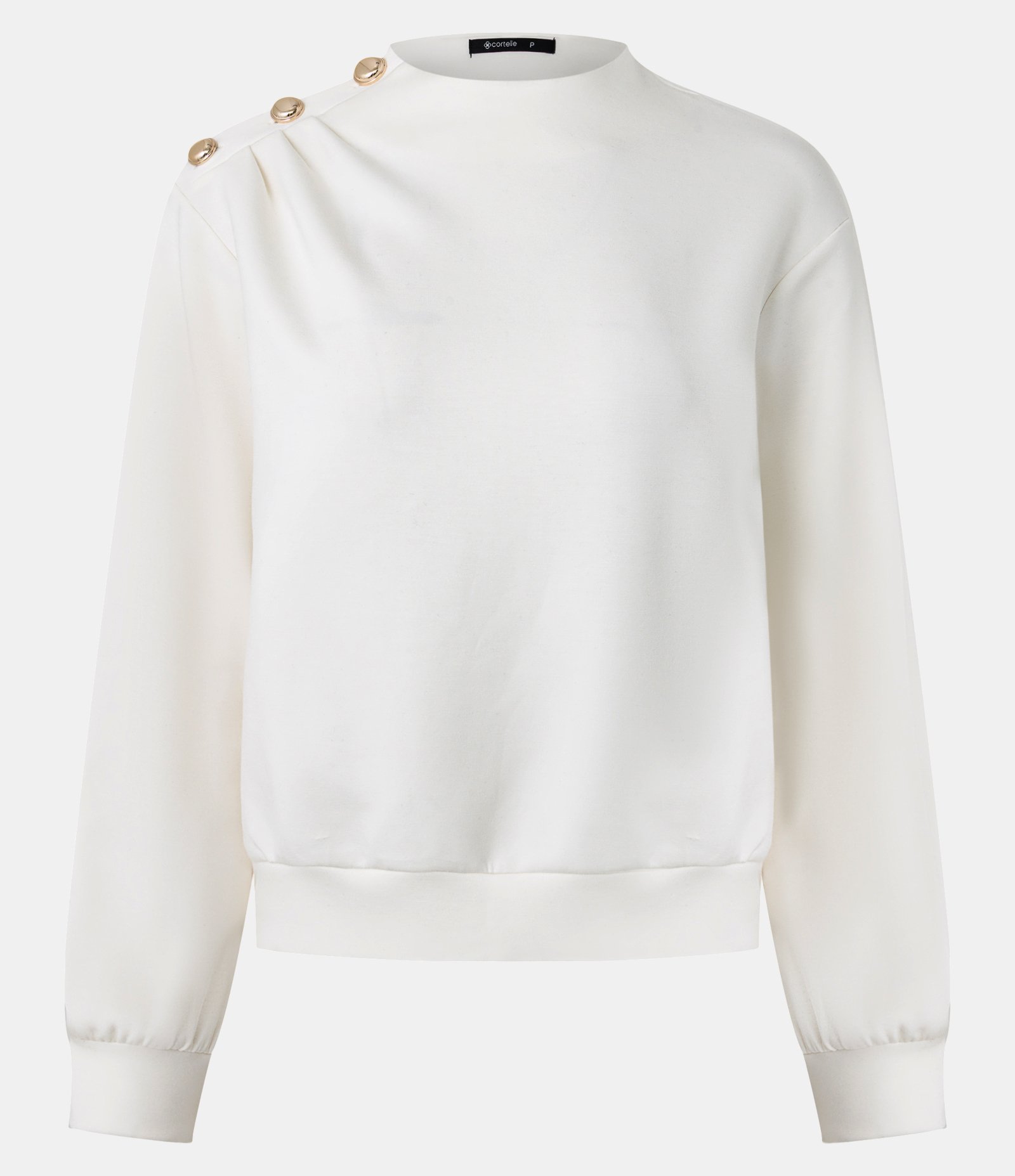 Blusão Moletom sem Felpa com Botões no Ombro Branco 1