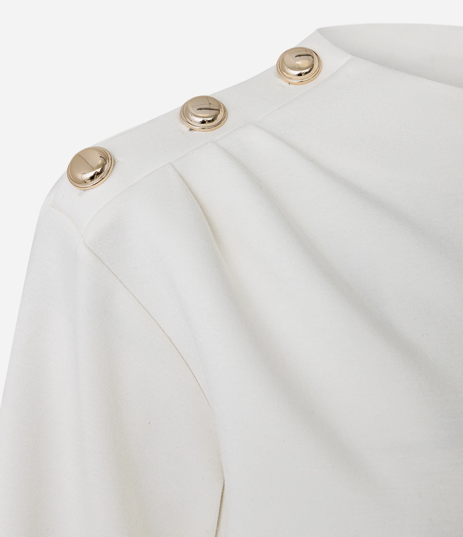 Blusão Moletom sem Felpa com Botões no Ombro Branco 2