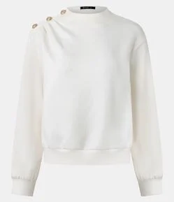 Blusão Moletom sem Felpa com Botões no Ombro