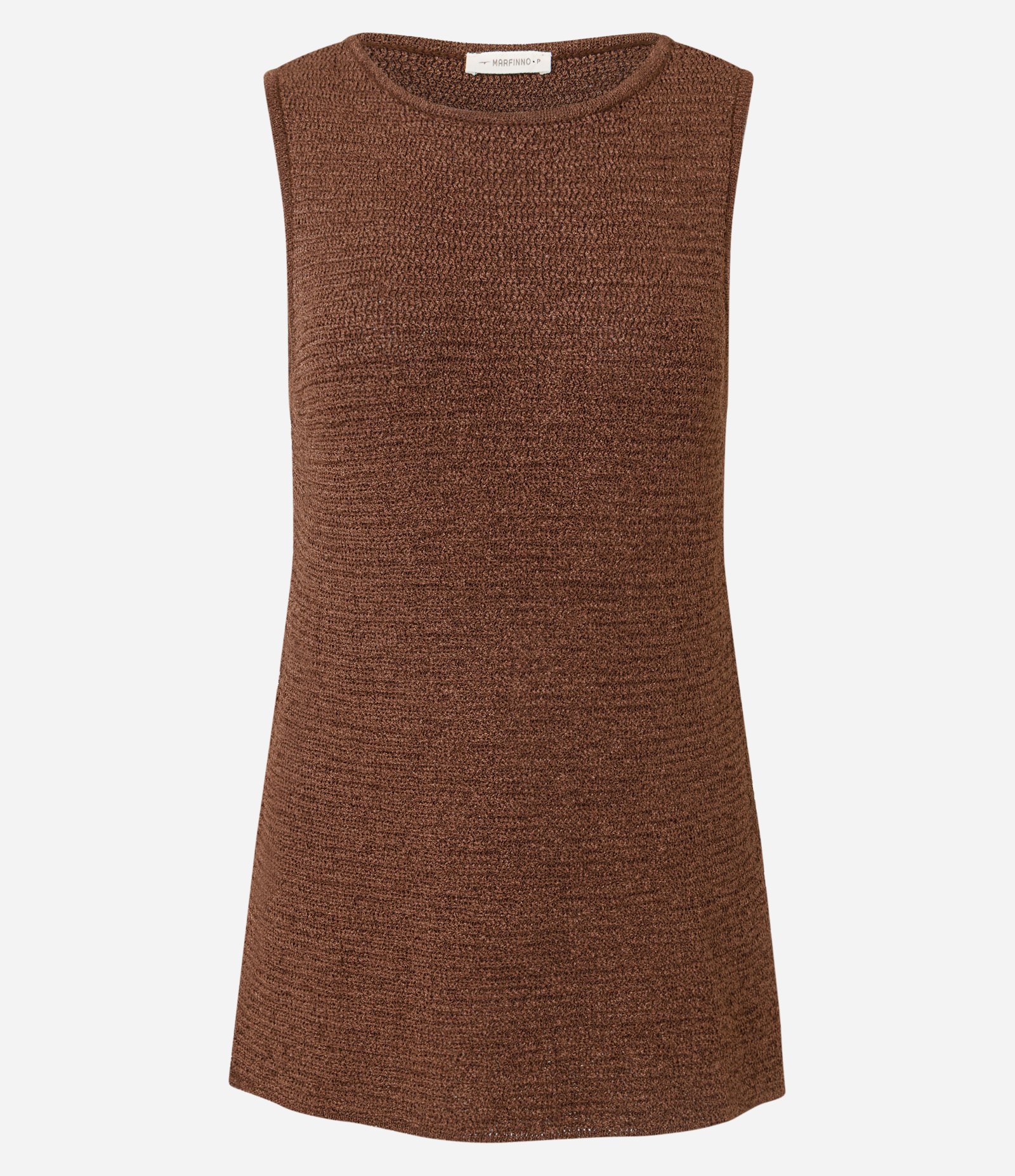 Blusa Alongada em Tricô com Fenda Lateral Marrom 5