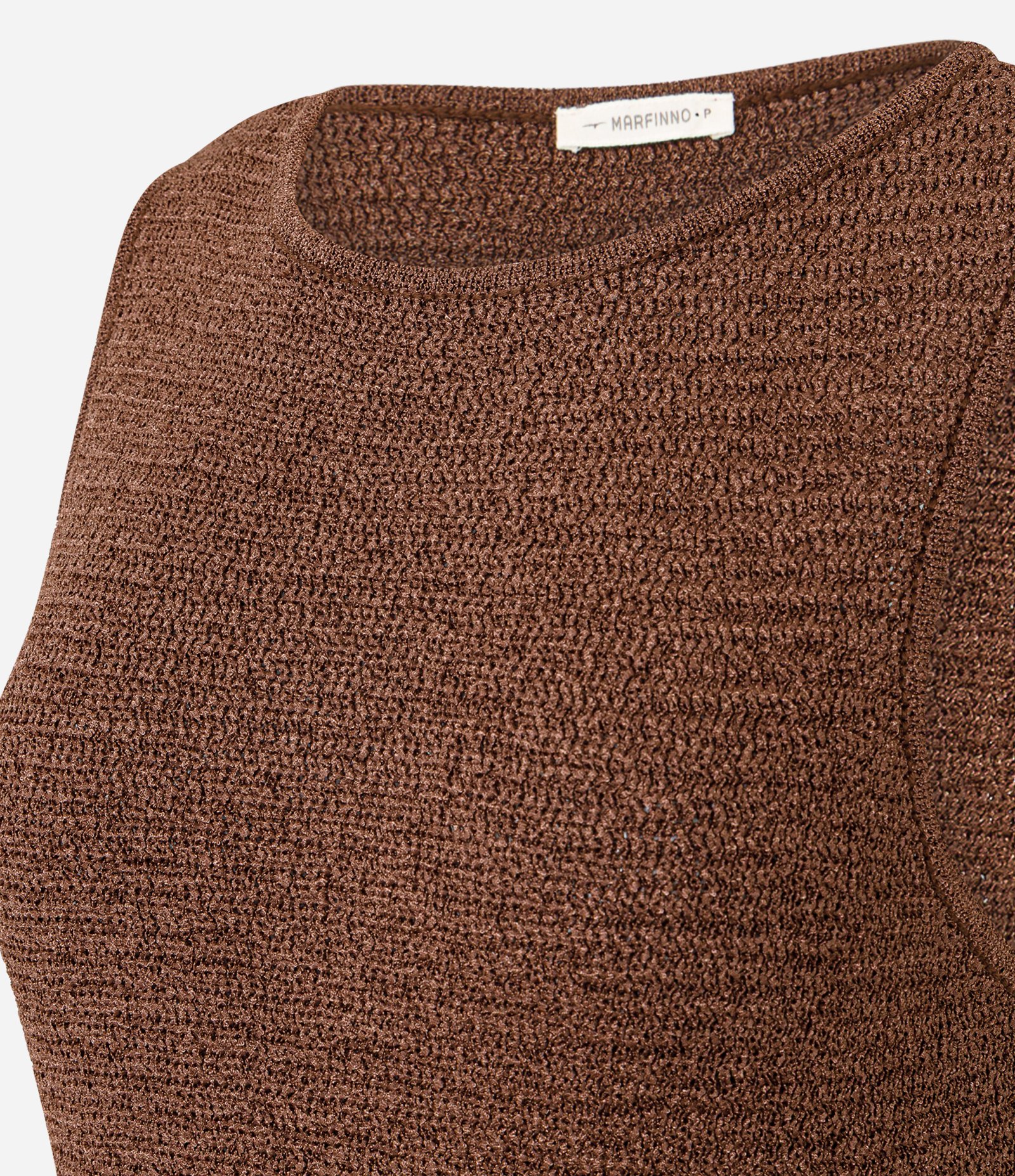Blusa Alongada em Tricô com Fenda Lateral Marrom 6