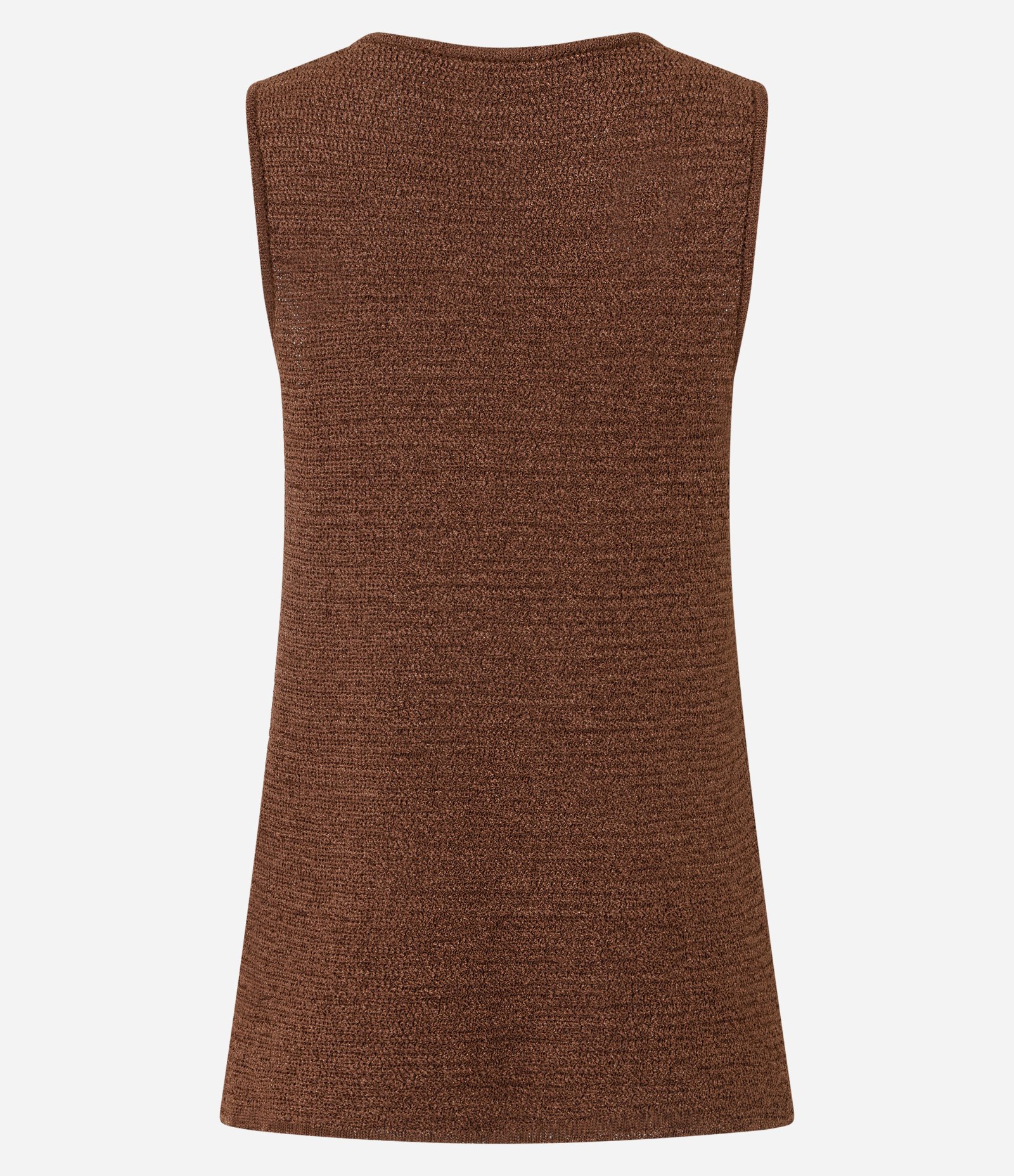 Blusa Alongada em Tricô com Fenda Lateral Marrom 8