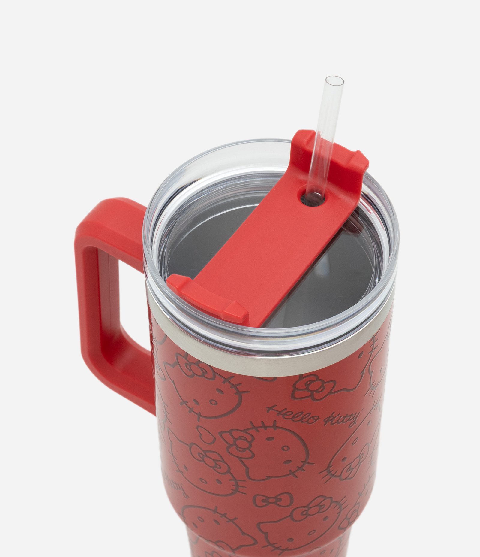 Copo Térmico com Canudo e Estampa Hello Kitty 1,2L Vermelho 2