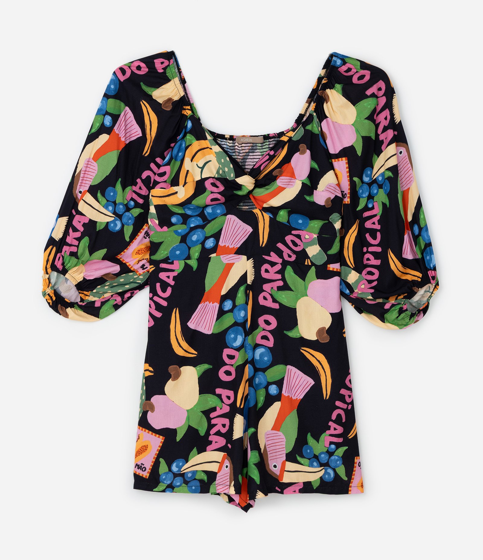 Macacão em Chalis com Estampa Tropical Curve & Plus Size Multicores 5