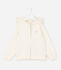 Jaqueta Infantil em Moletom com Bordado de Flor - Tam 1 a 6 Anos