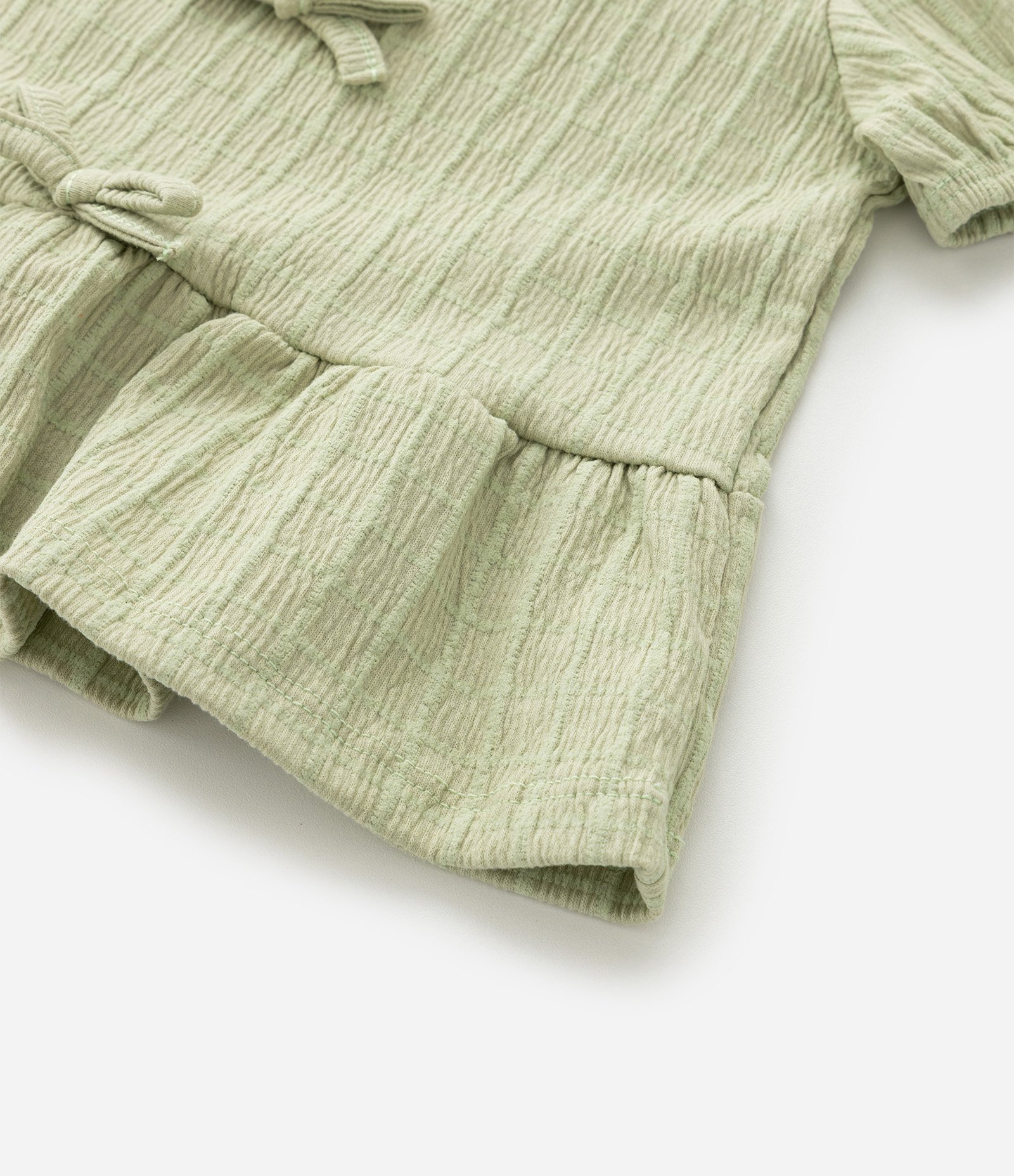 Conjunto Infantil Texturizado com Batinha e Short com Bolsos - Tam 1 A 6 Anos Verde Claro 8