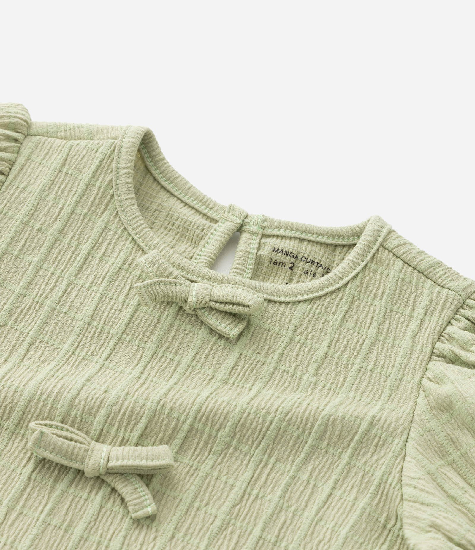 Conjunto Infantil Texturizado com Batinha e Short com Bolsos - Tam 1 A 6 Anos Verde Claro 12