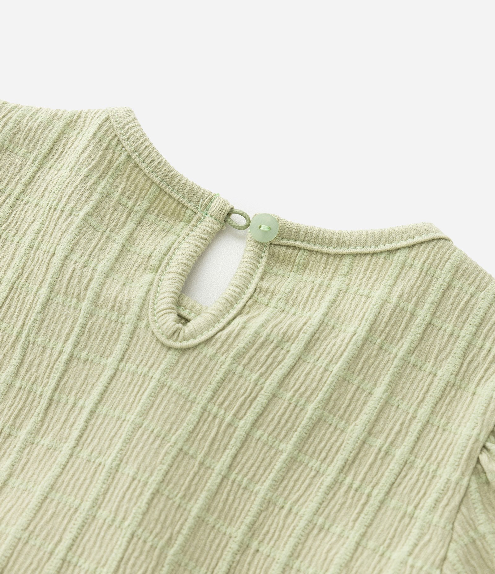 Conjunto Infantil Texturizado com Batinha e Short com Bolsos - Tam 1 A 6 Anos Verde Claro 7