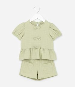 Conjunto Infantil Texturizado com Batinha e Short com Bolsos - Tam 1 A 6 Anos