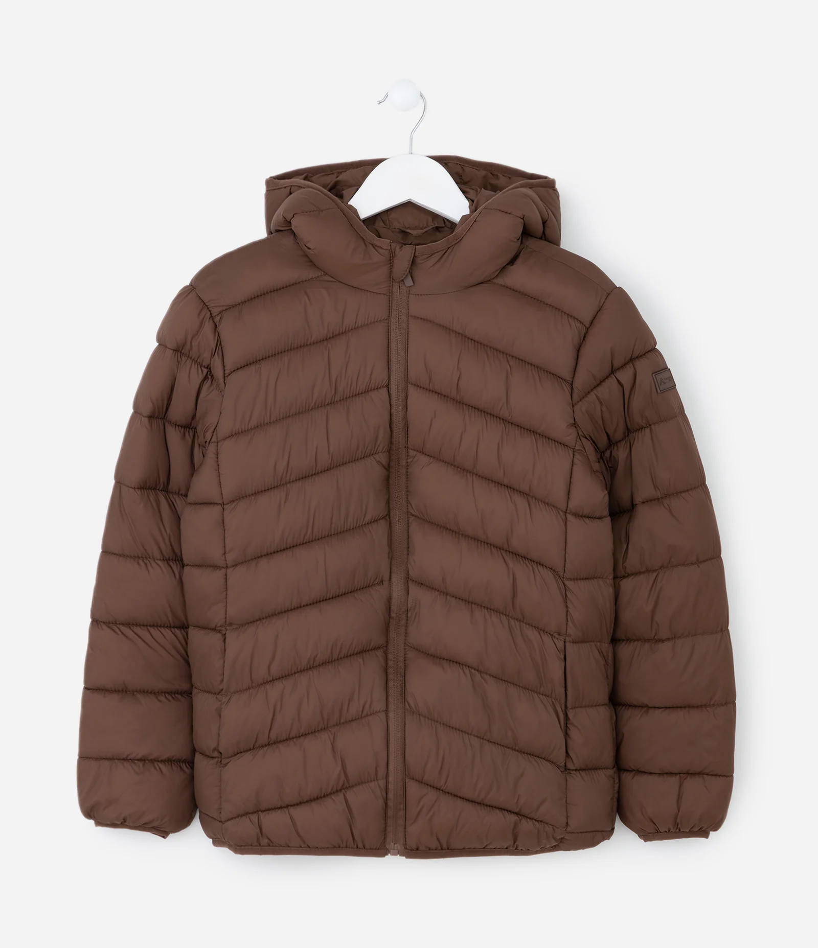 Jaqueta Ultraleve Infantil com Capuz - Tam 5 a 14 Anos Marrom 1