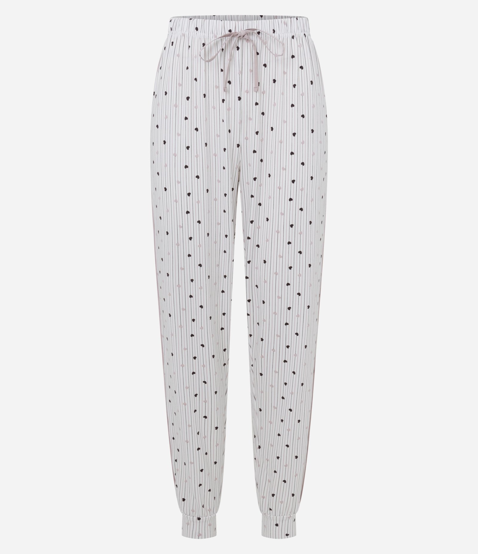 Calca de Pijama em Peach Touch com Estampa de Coração Branco 1