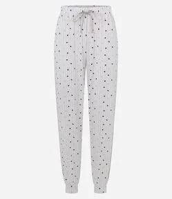 Calca de Pijama em Peach Touch com Estampa de Coração