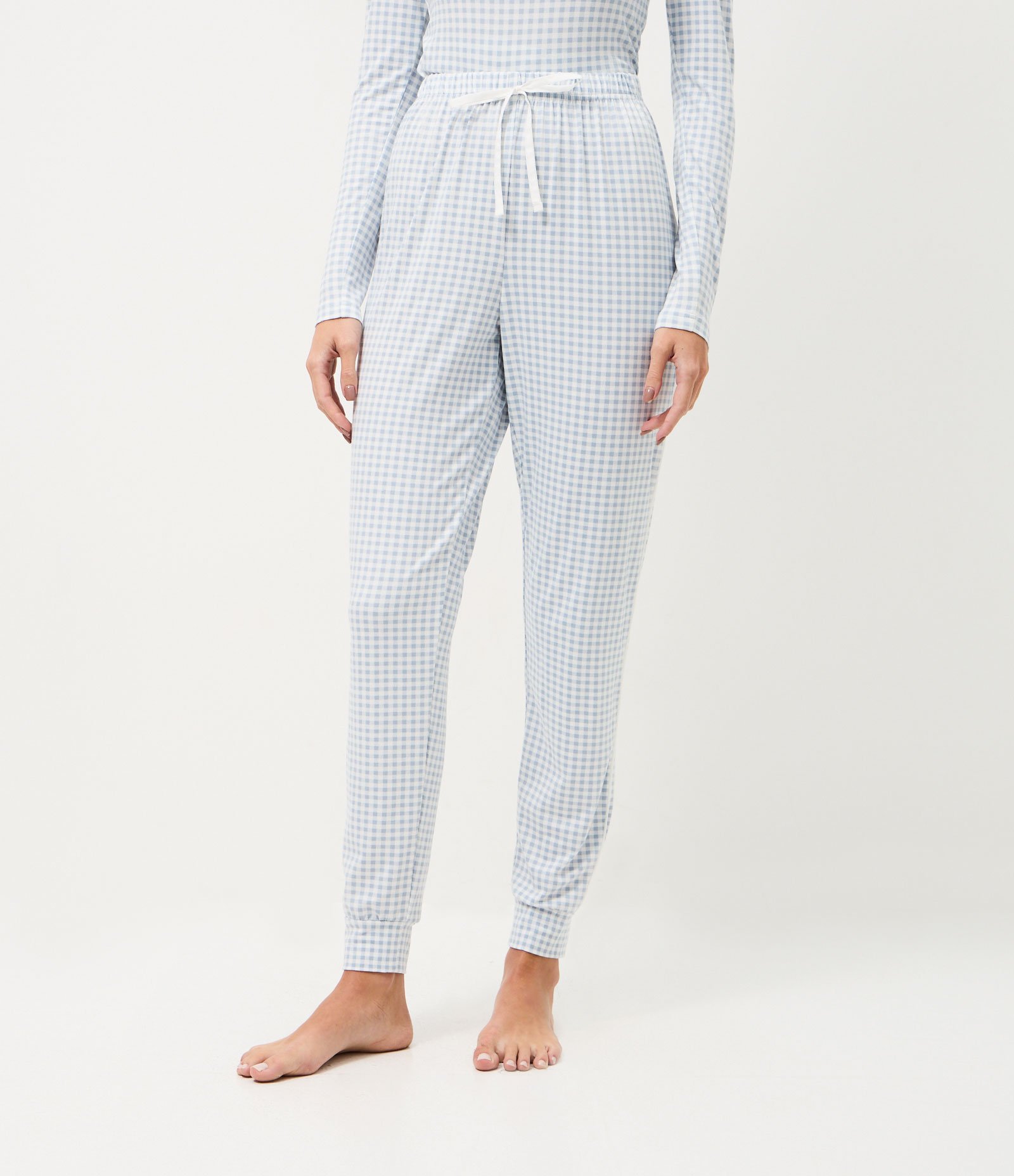 Calça de Pijama Jogger com Estampa Xadrez Azul 2