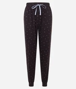 Calça de Pijama em Peach Touch com Estampa de Coração