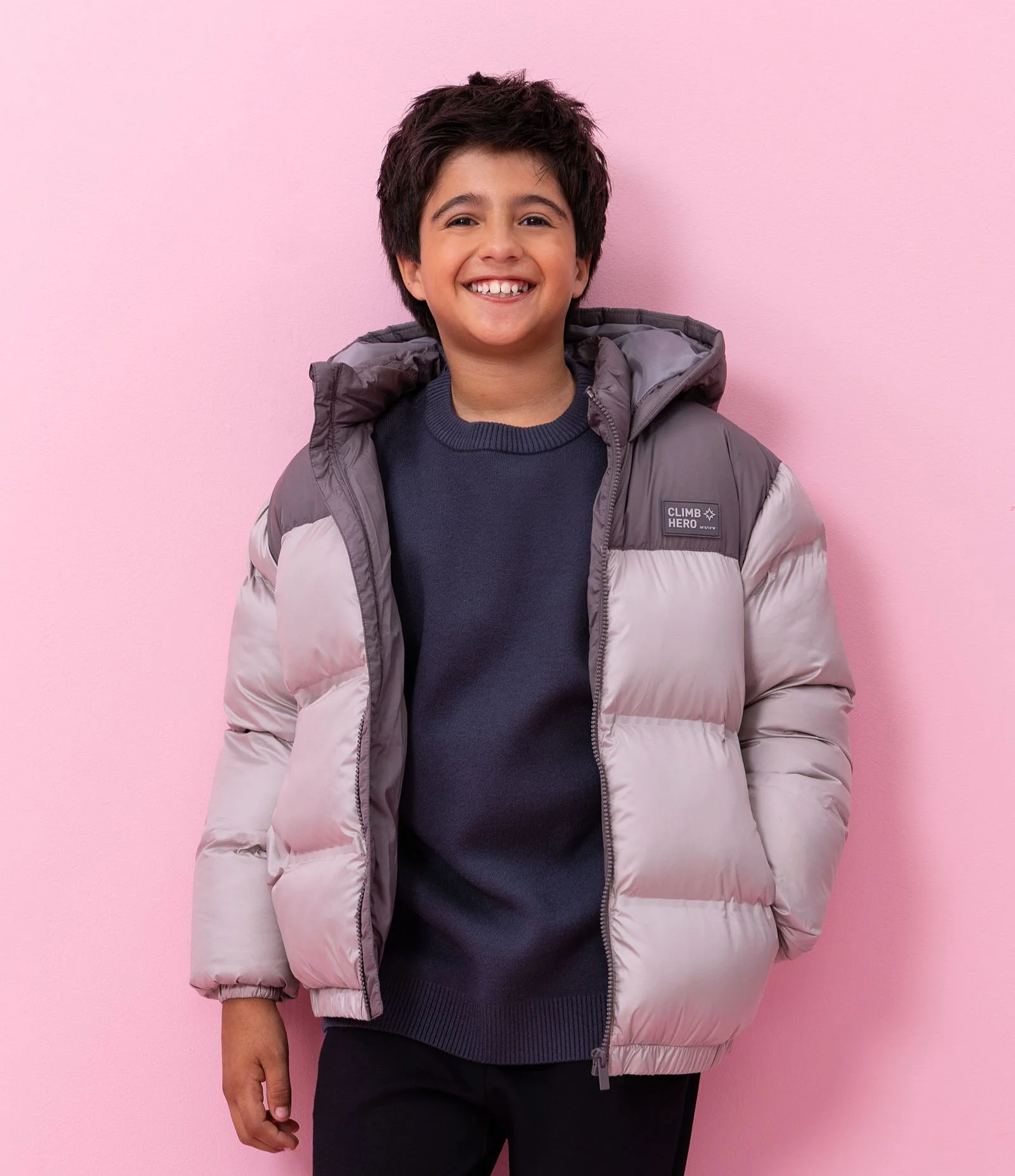 Jaqueta Infantil Puffer com Recorte Contrastante – Tam 5 a 14 Anos Bege 1