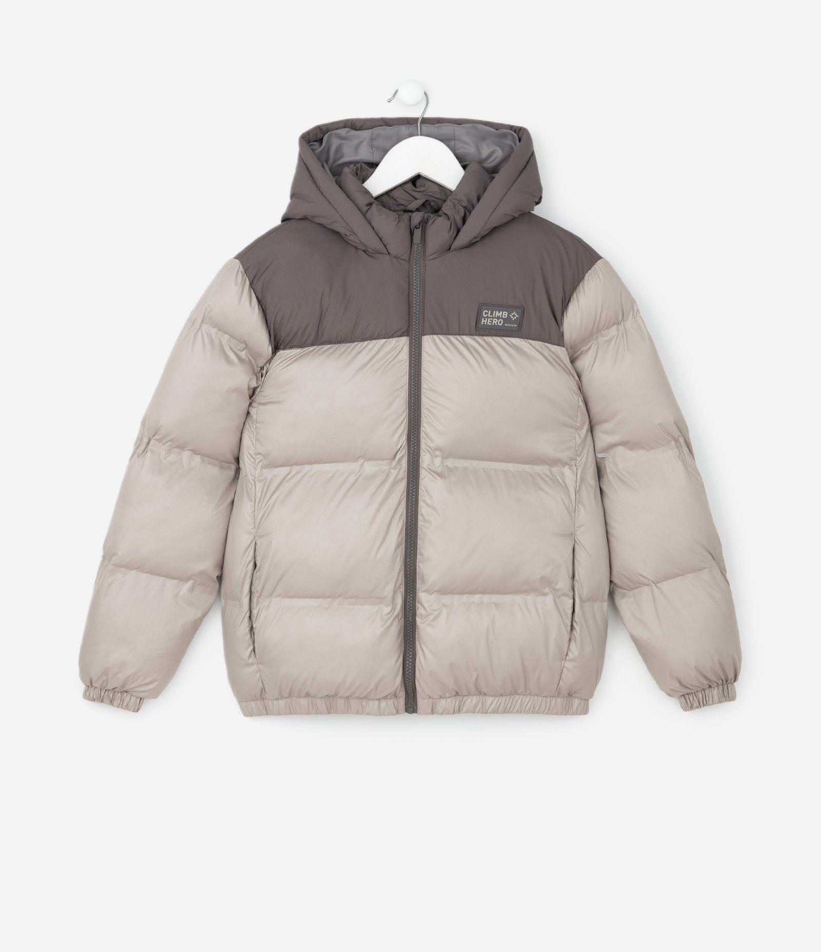 Jaqueta Infantil Puffer com Recorte Contrastante – Tam 5 a 14 Anos Bege 3
