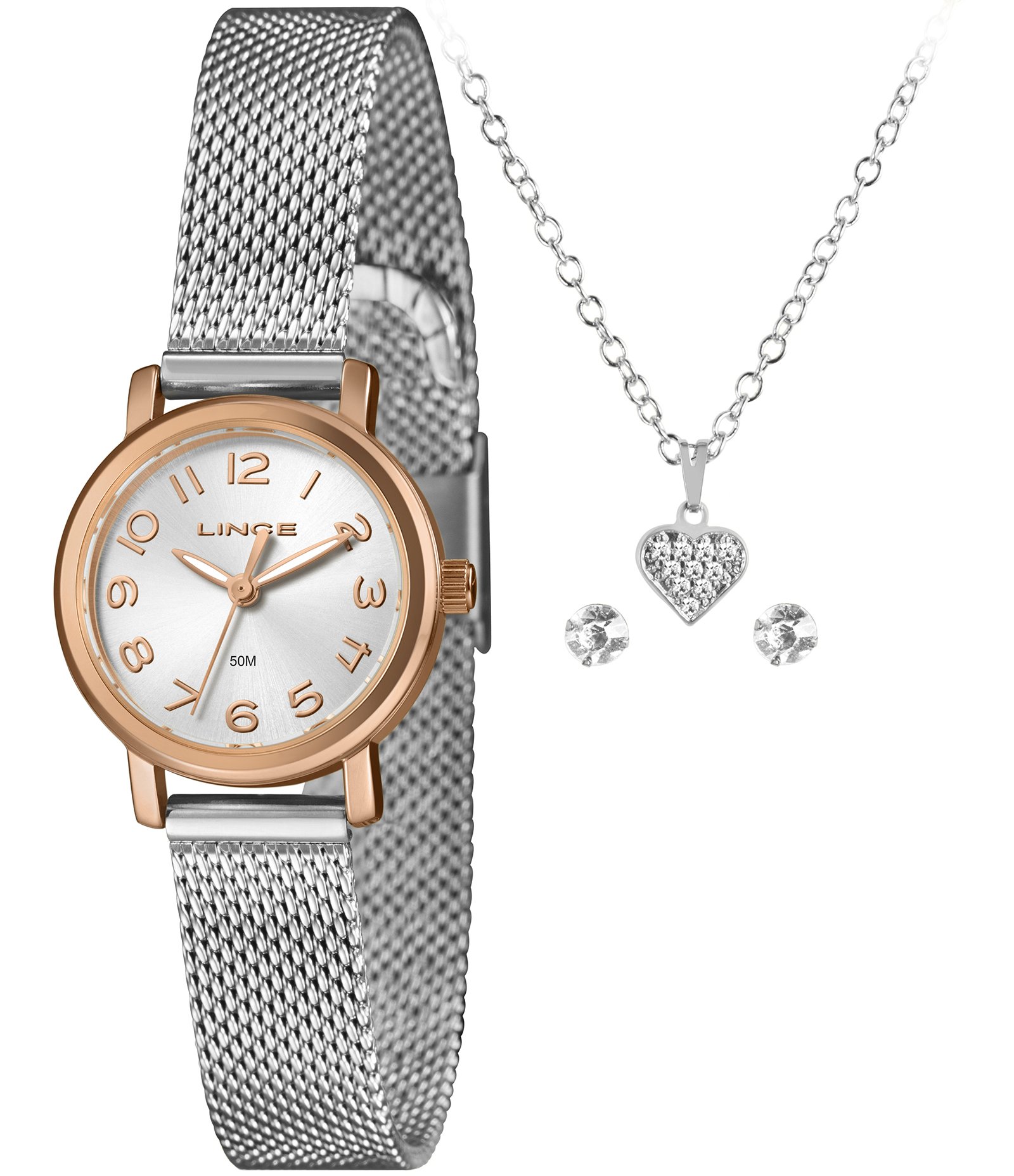 Relógio Analógico Metal  e Aço Lince Prata 1