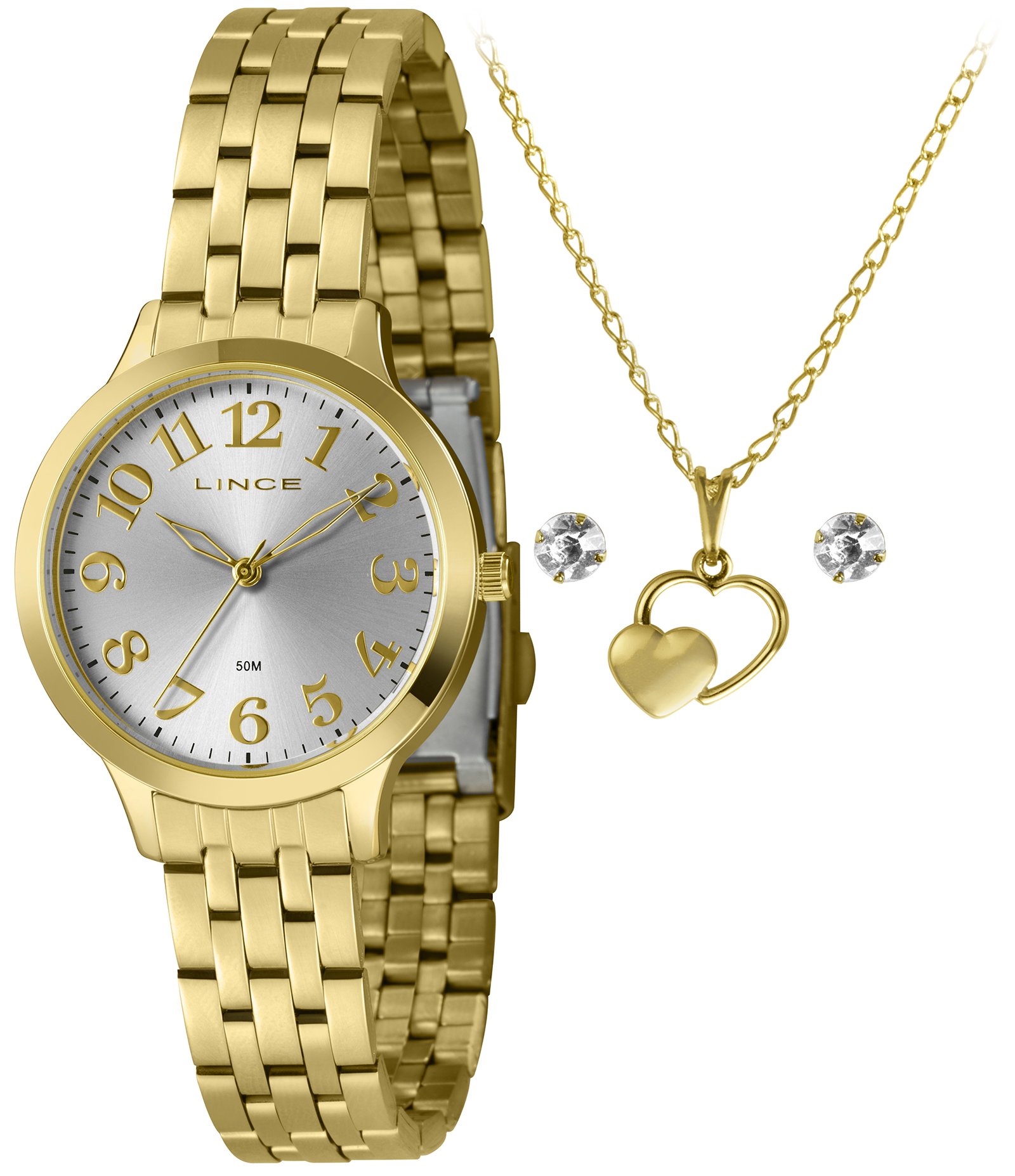 Relógio Analógico Aço Lince Dourado 1