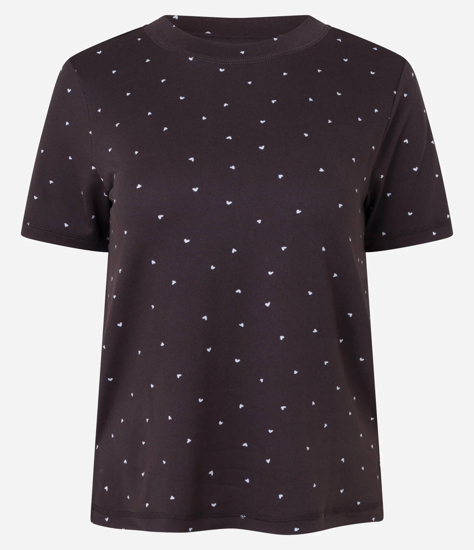 Blusa de Pijama em Peach Touch com Estampa de Coração Marrom 1