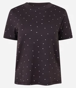 Blusa de Pijama em Peach Touch com Estampa de Coração