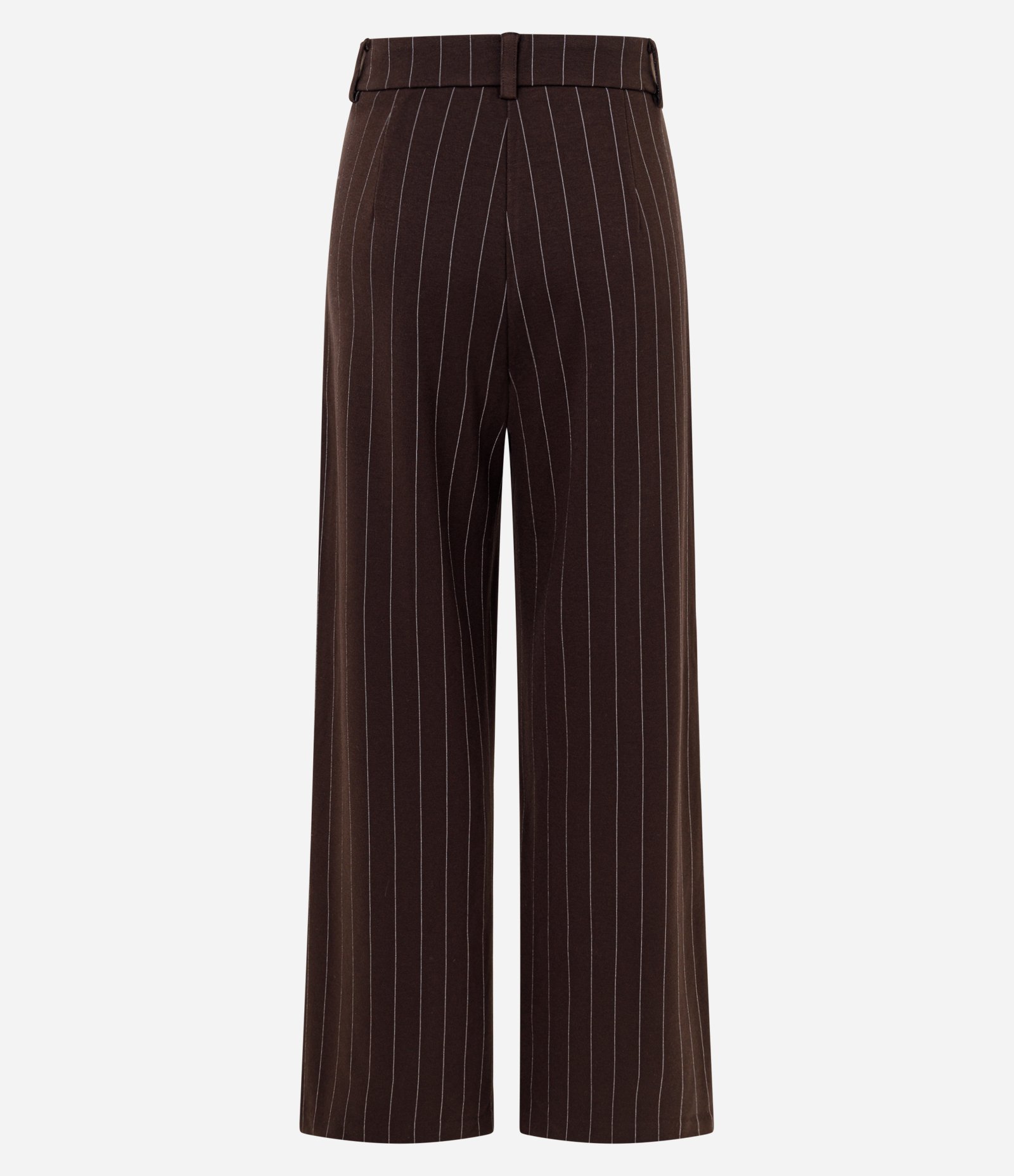 Calça Reta Risca de Giz em Ponto Roma Marrom 2