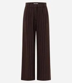 Calça Reta Risca de Giz em Ponto Roma