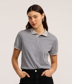 Blusa Polo Texturizada com Listras