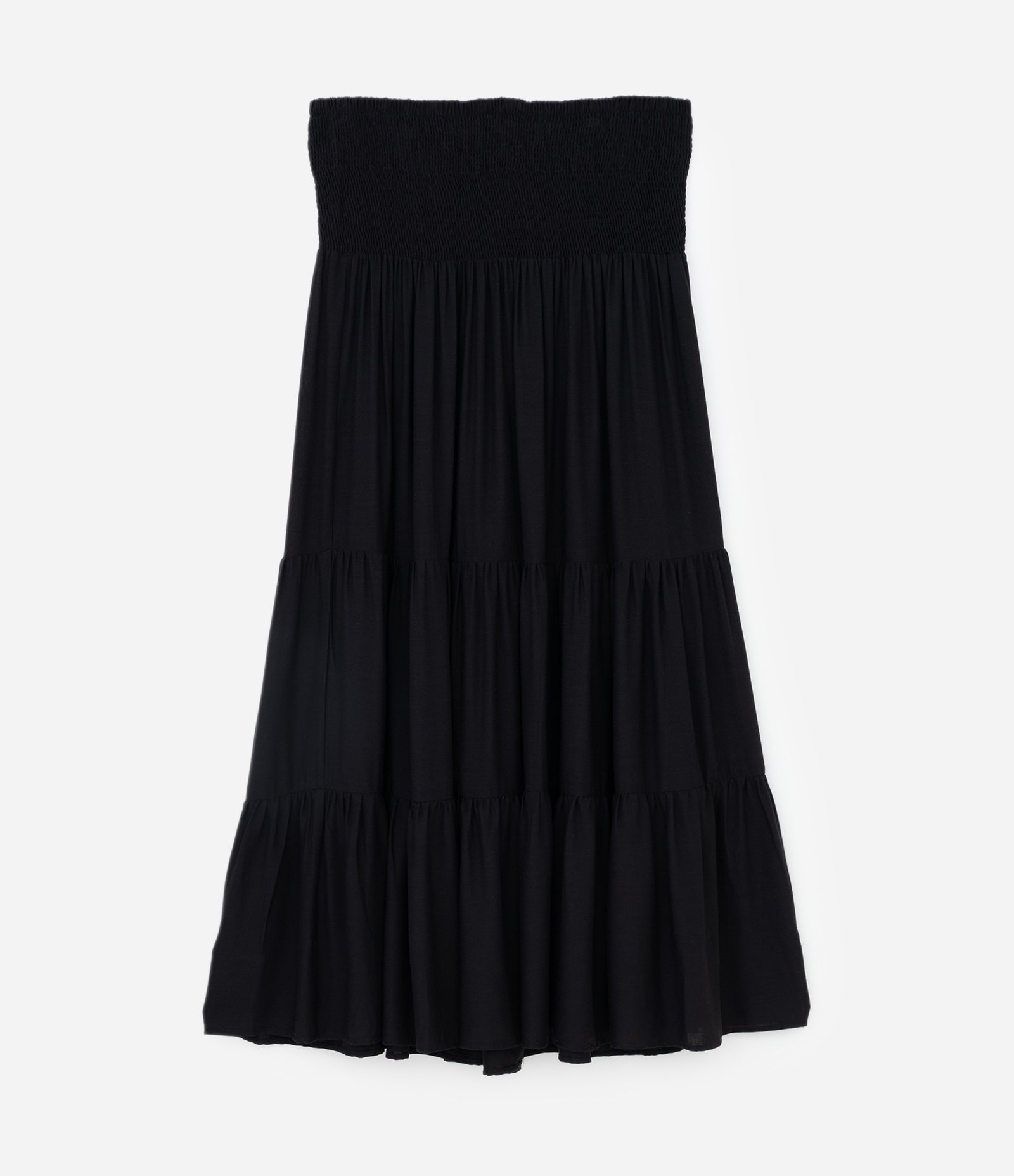 Saia Longa com Lastex no Cós e Camadas Marias Curve & Plus Size Preto 5