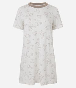 Camisola Curta em Viscose com Estampa de Bichinho