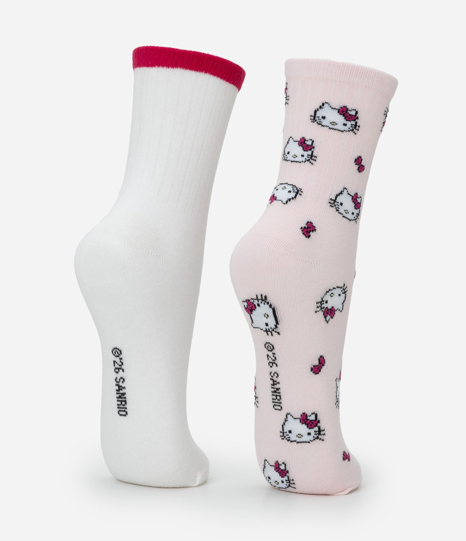 Kit 02 Meias Cano Alto em Chenille Hello Kitty Branco/Rosa 3