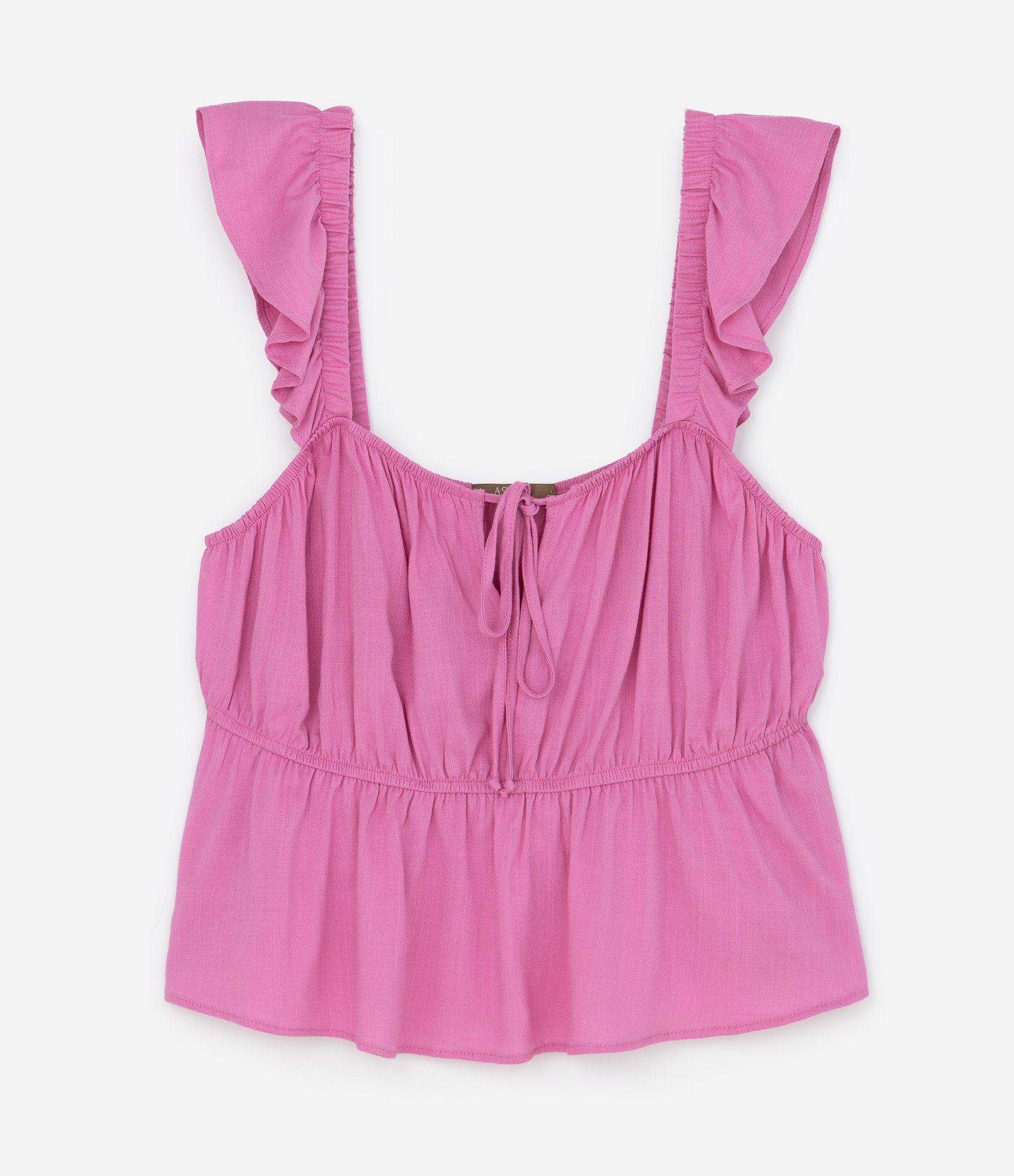 Regata Chalis com Babado e Amarração Frontal Curve & Plus Size Rosa 5