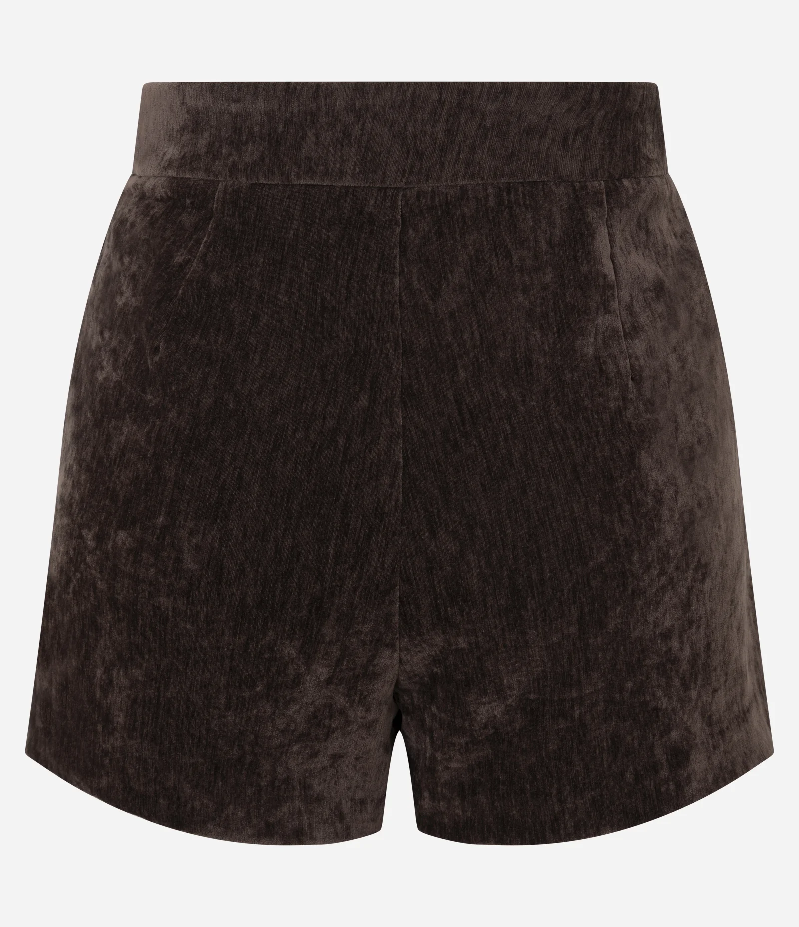 Short Curto Aveludado com Zíper Lateral Marrom 9