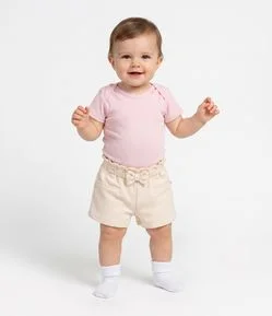 Bermuda Bebê Texturizada com Laço – Tam 0 a 18 Meses