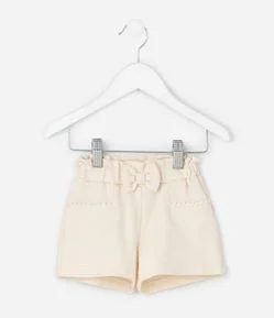 Bermuda Infantil Texturizada com Laço – Tam 0 a 18 Meses