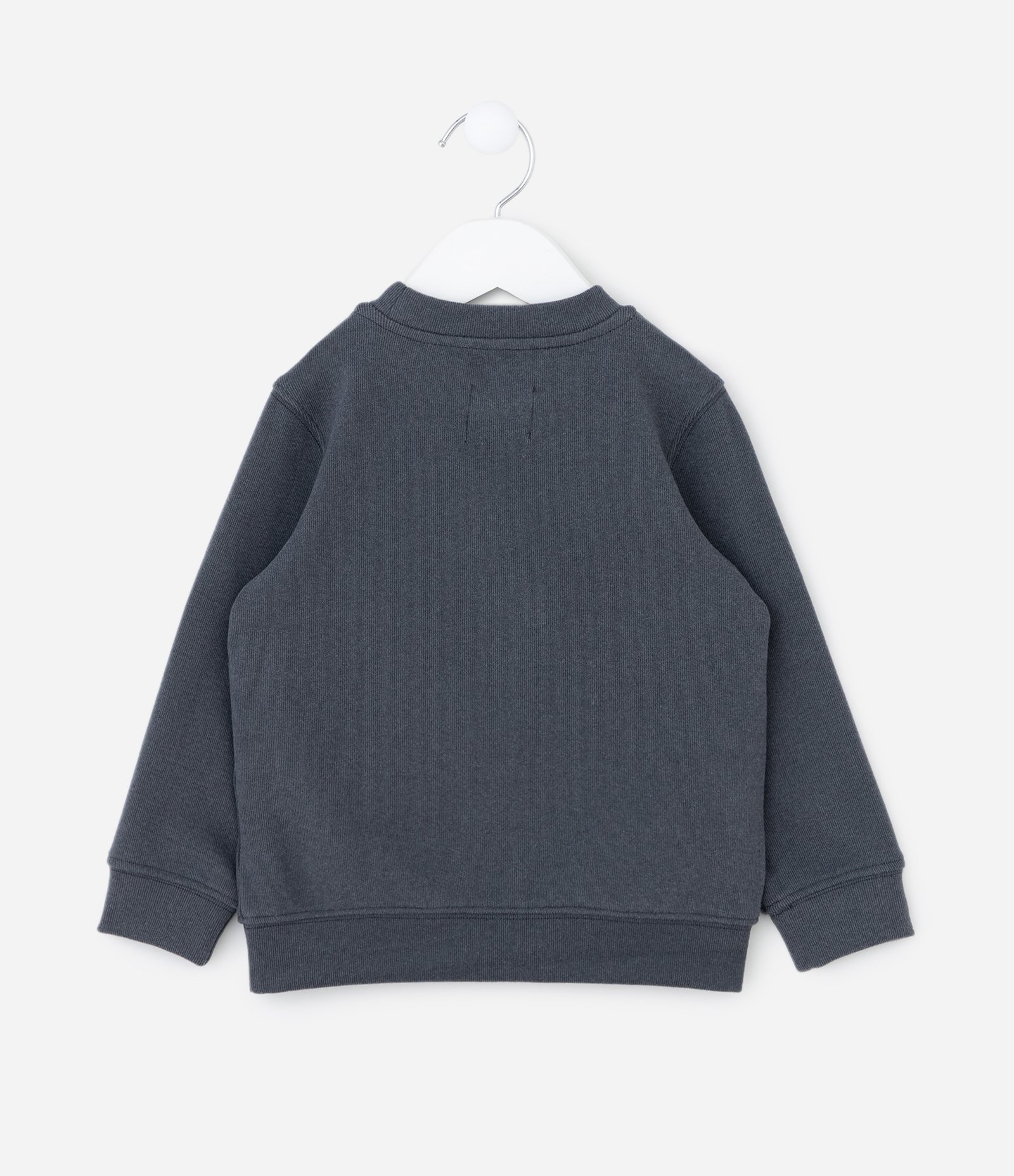 Casaco Infantil em Fleece Canelado com Recortes e Bordado – Tam 1 a 5/6 Anos Cinza Escuro 2