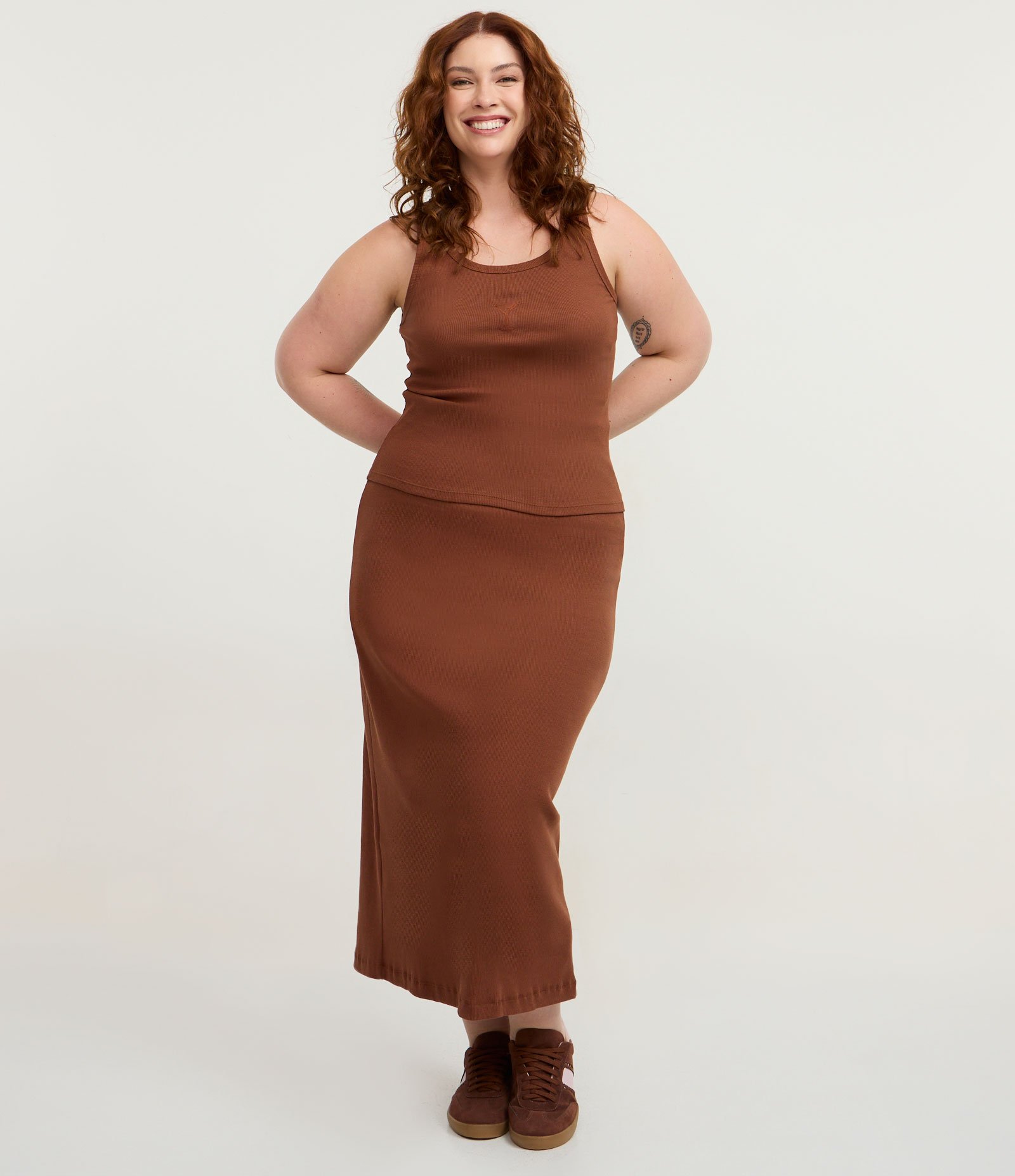 Regata em Ribana com Bordado Taça Curve & Plus Size Marrom 1