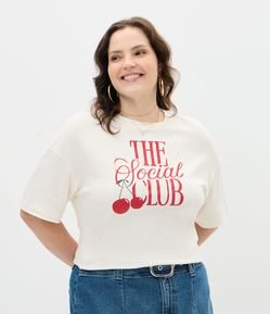 Camiseta Oversized em Suedine Estampa Cerejas Curve & Plus Size