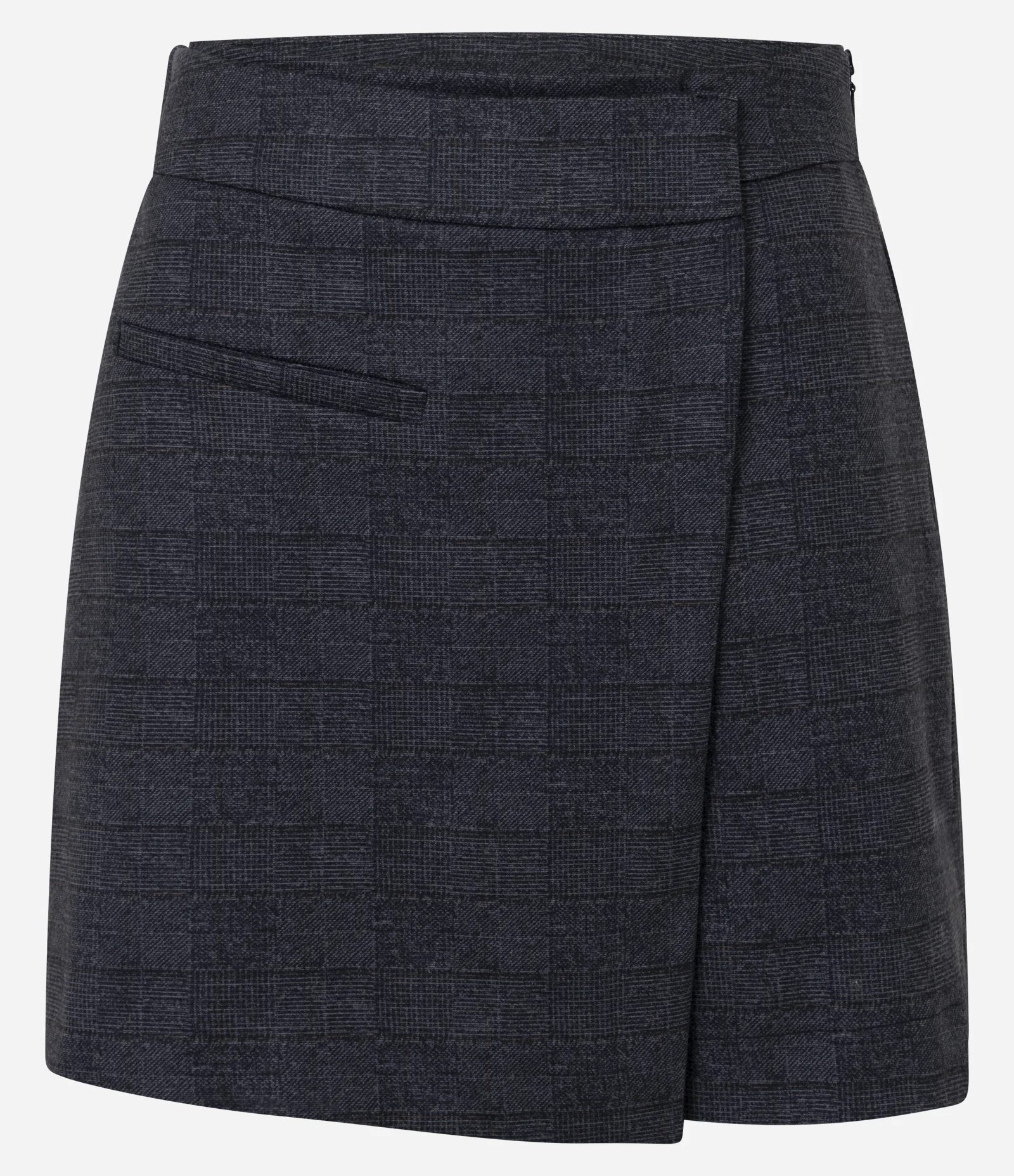 Short Saia Curto em Ponto Roma com Estampa Xadrez Cinza 1