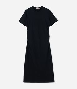 Vestido Midi em Cotton com Franzido Lateral Curve & Plus Size