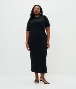 Vestido Midi em Cotton com Franzido Lateral Curve & Plus Size