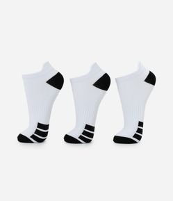 Kit 03 Meias Esportivas Cano Baixo em Poliamida com Listras