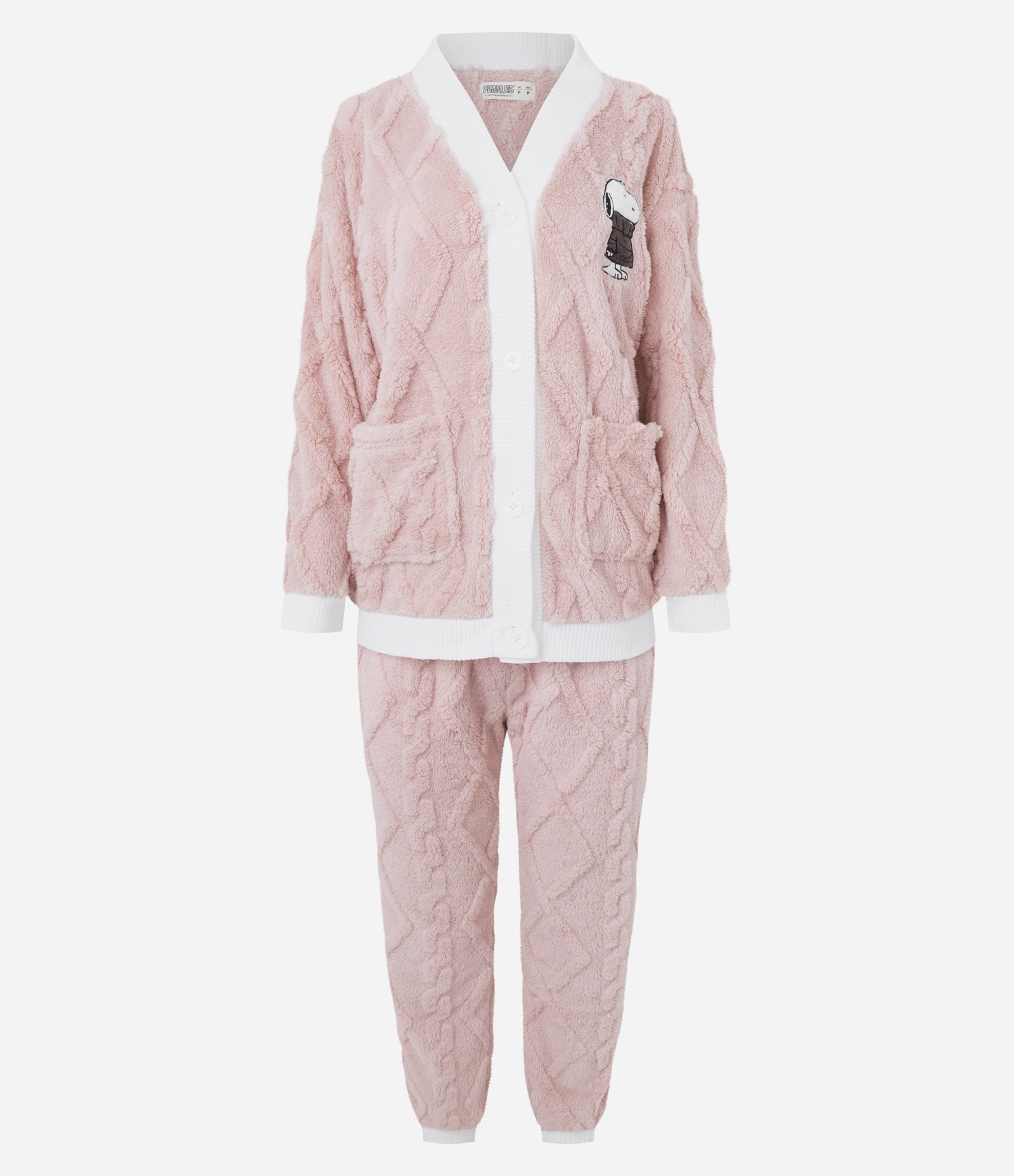 Pijama Longo em Fleece Snoopy Rosa 1