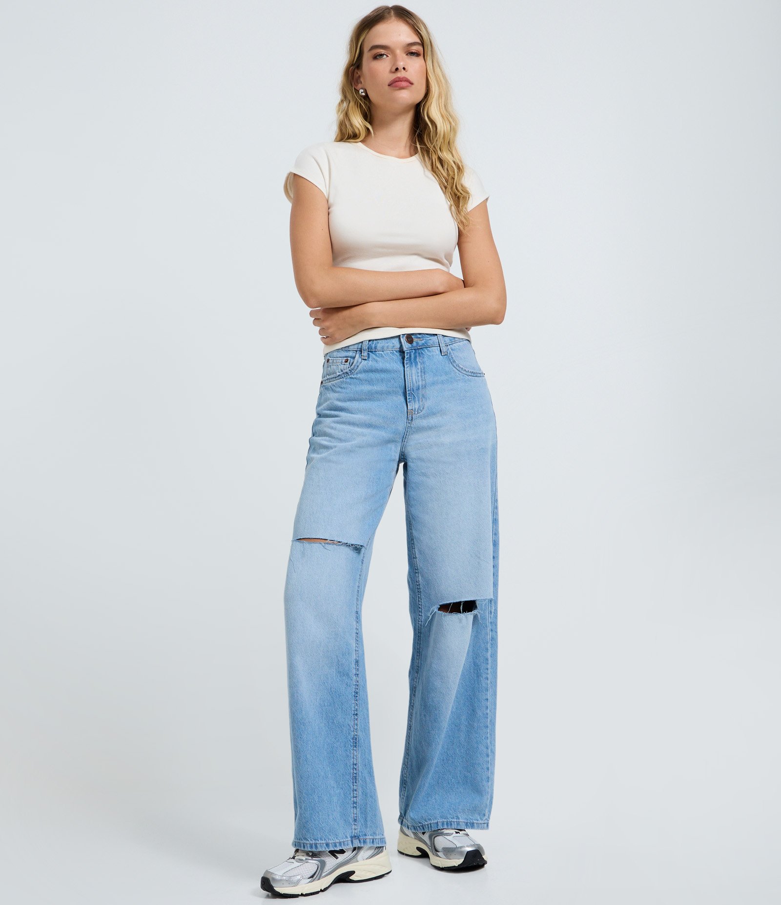 Blusa Básica em Ribana com Ombro Caído Branco 2