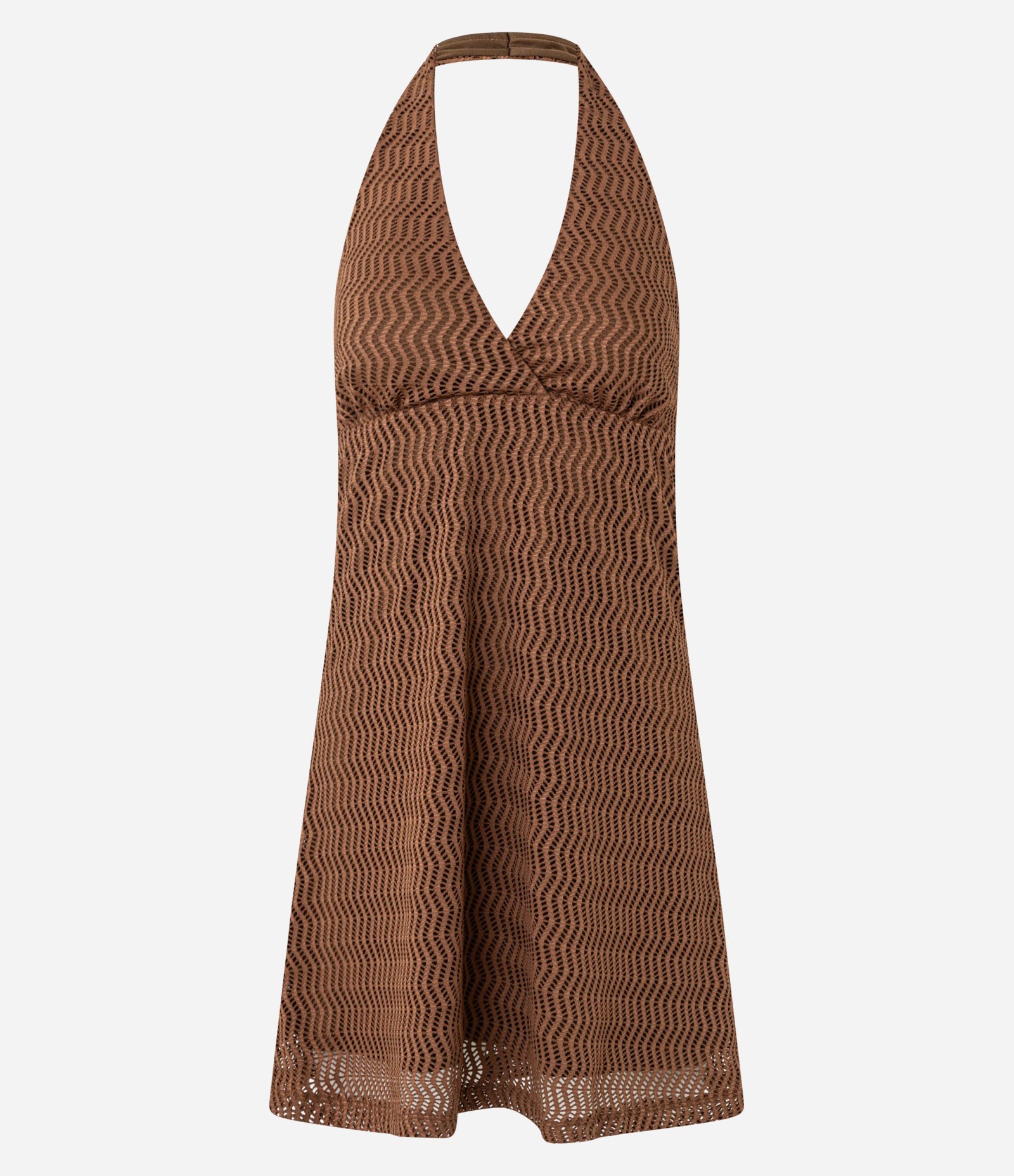 Vestido Curto com Frente Única e Textura Marrom 1
