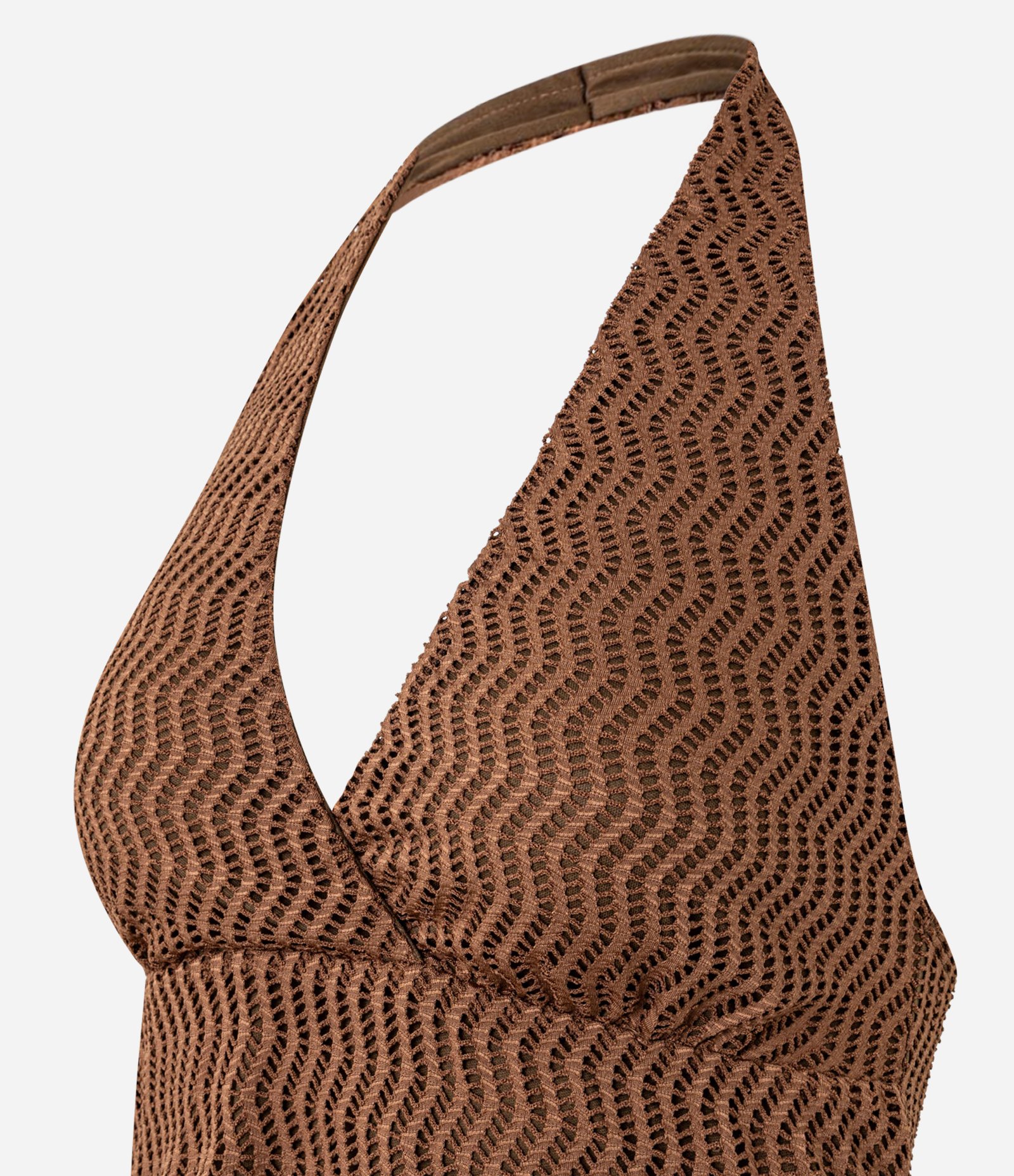 Vestido Curto com Frente Única e Textura Marrom 2