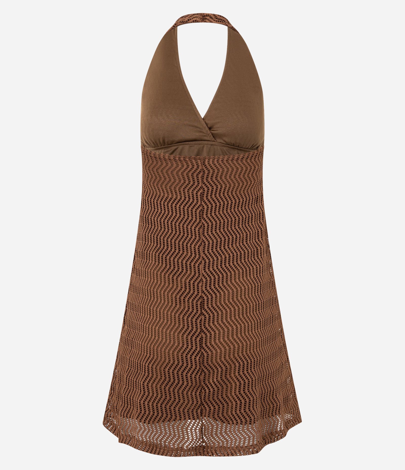 Vestido Curto com Frente Única e Textura Marrom 3