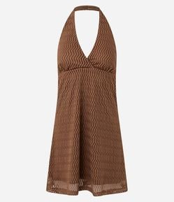 Vestido Curto com Frente Única e Textura