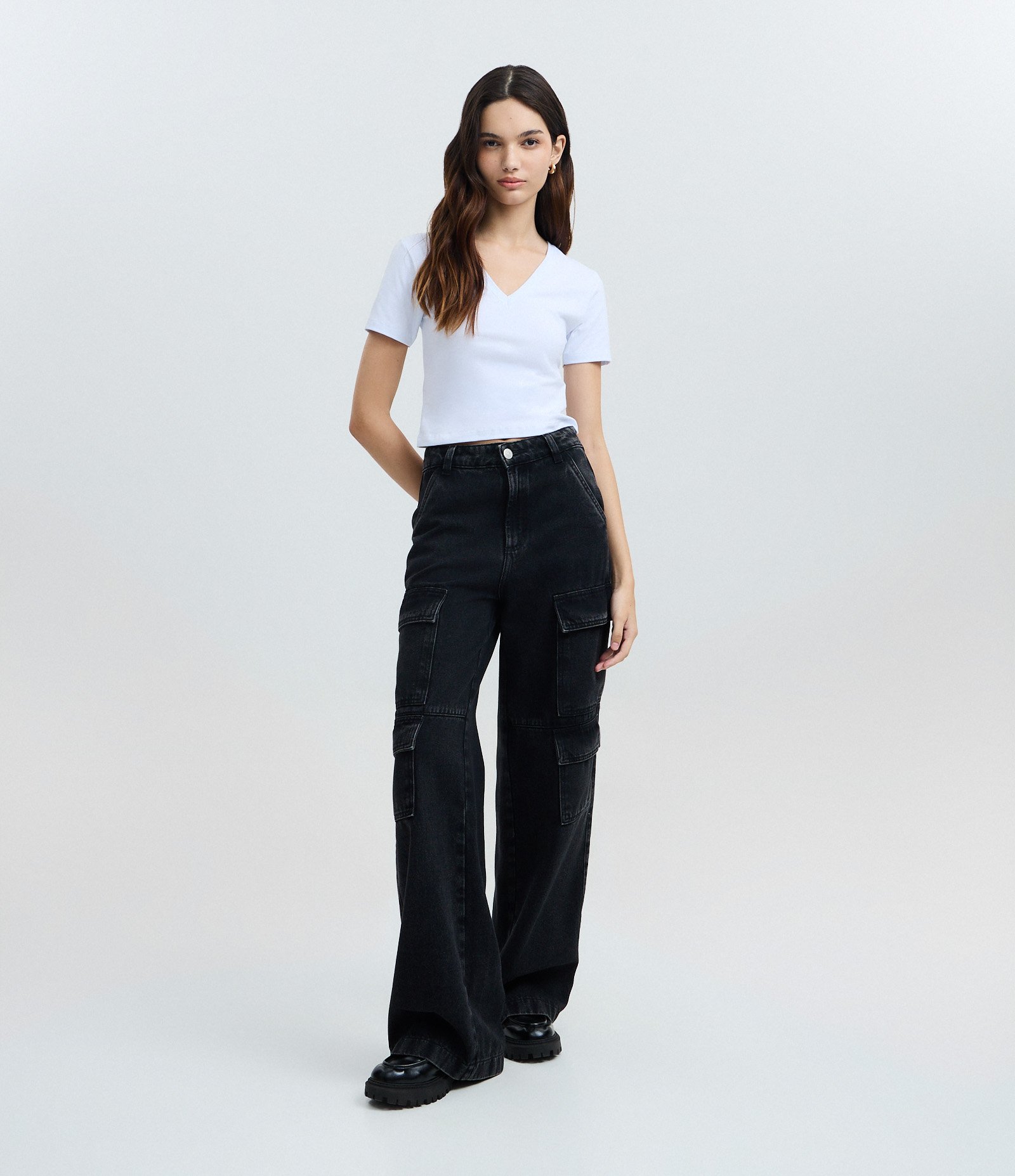 Blusa Regular em Cotton com Decote V Off White 2