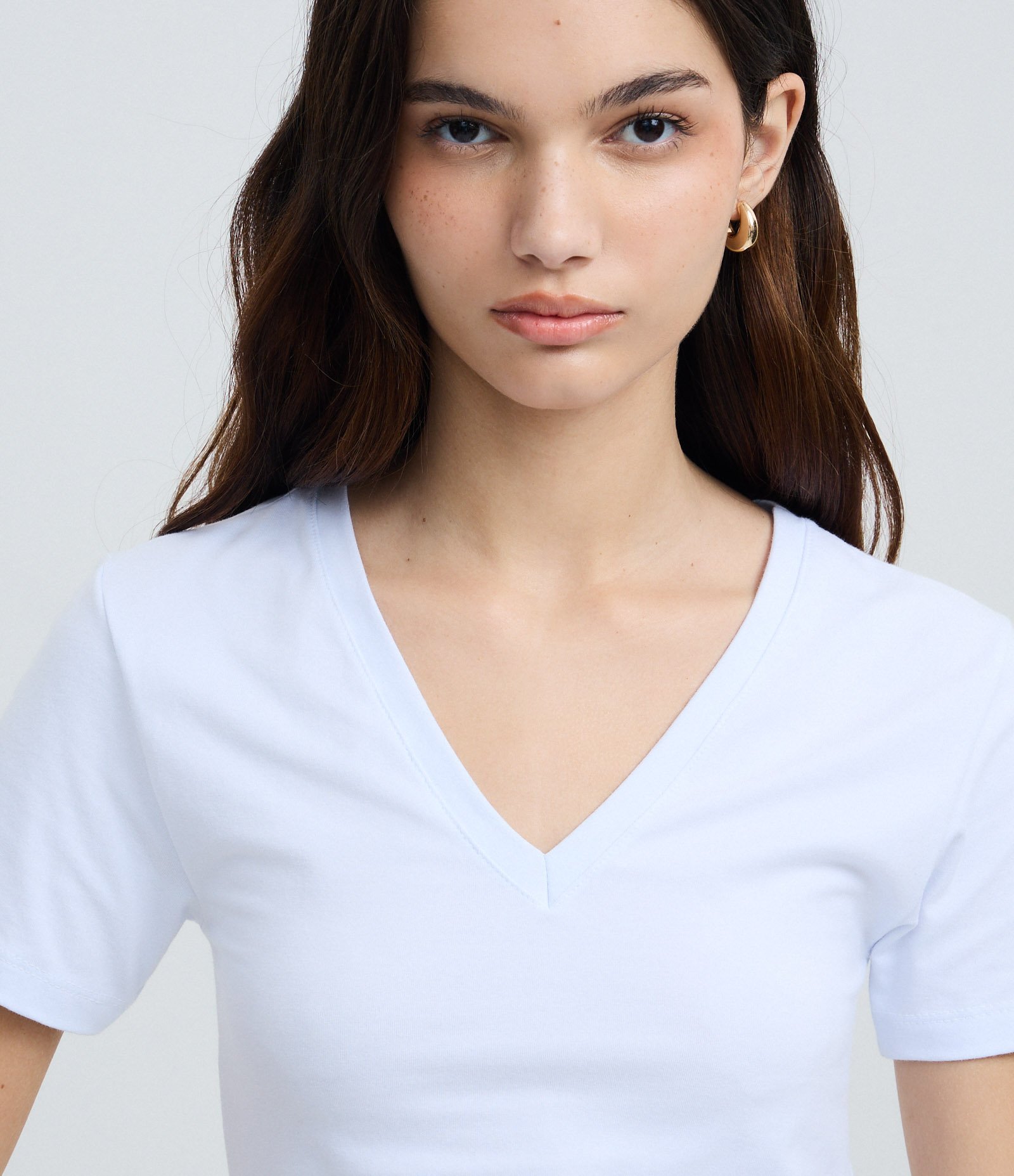 Blusa Regular em Cotton com Decote V Off White 3